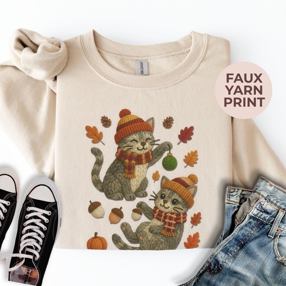 Fall Yarn Cats Sweatshirt