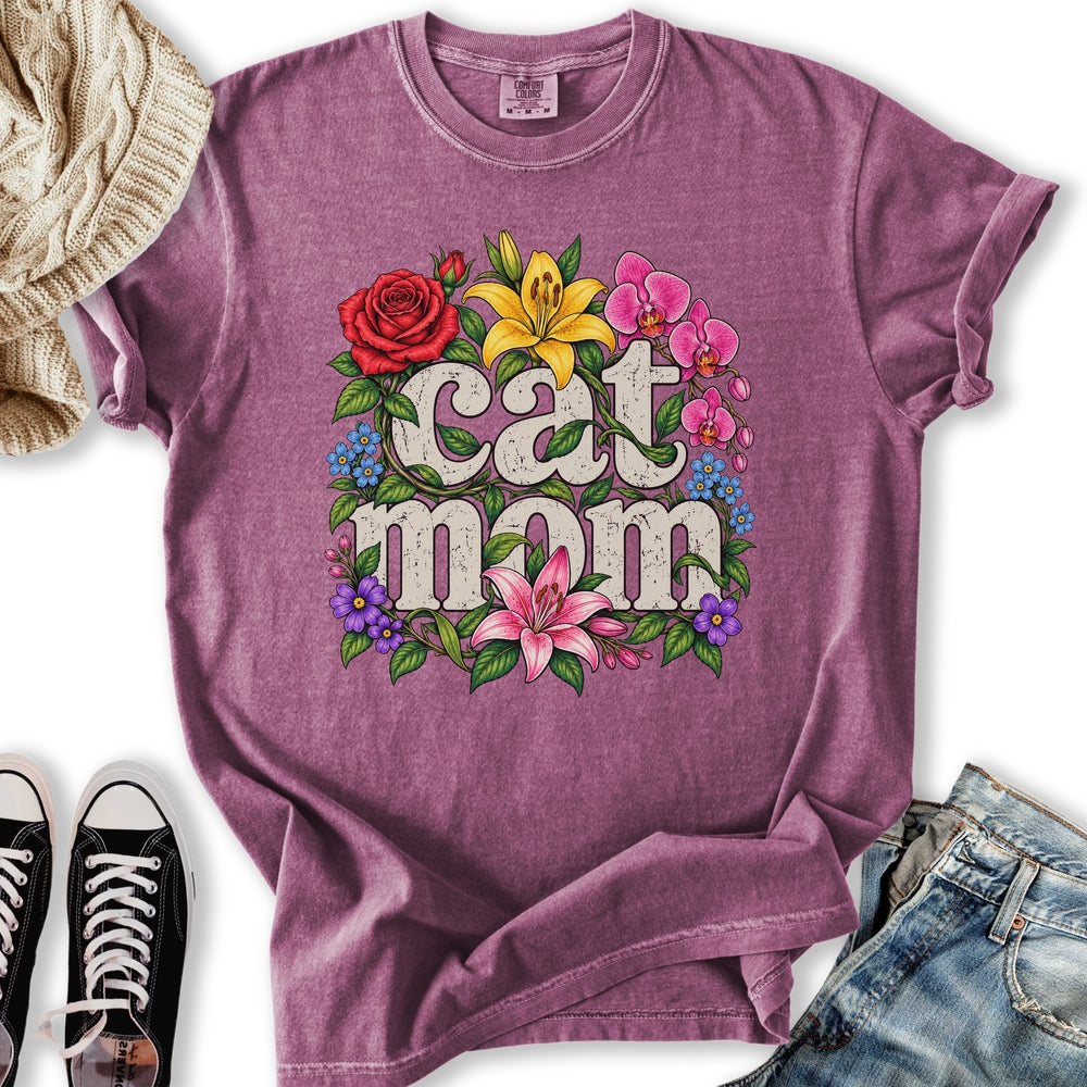 Floral Cat Mom Relaxed Tee