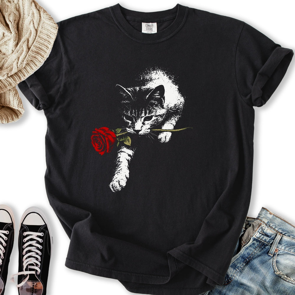 Cat and Rose T-Shirt