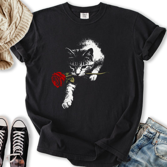 Cat and Rose T-Shirt