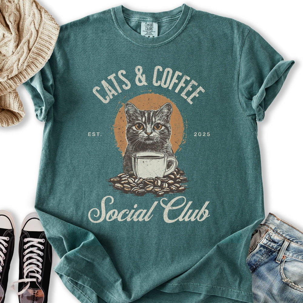 Cats & Coffee Social Club Relaxed Tee