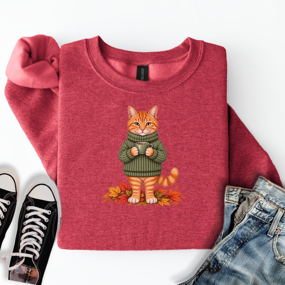 Cozy Fall Ginger Cat Sweatshirt