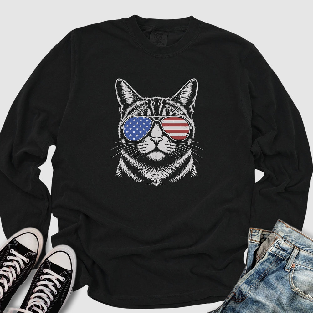 USA Aviator Cat Long Sleeve Tee