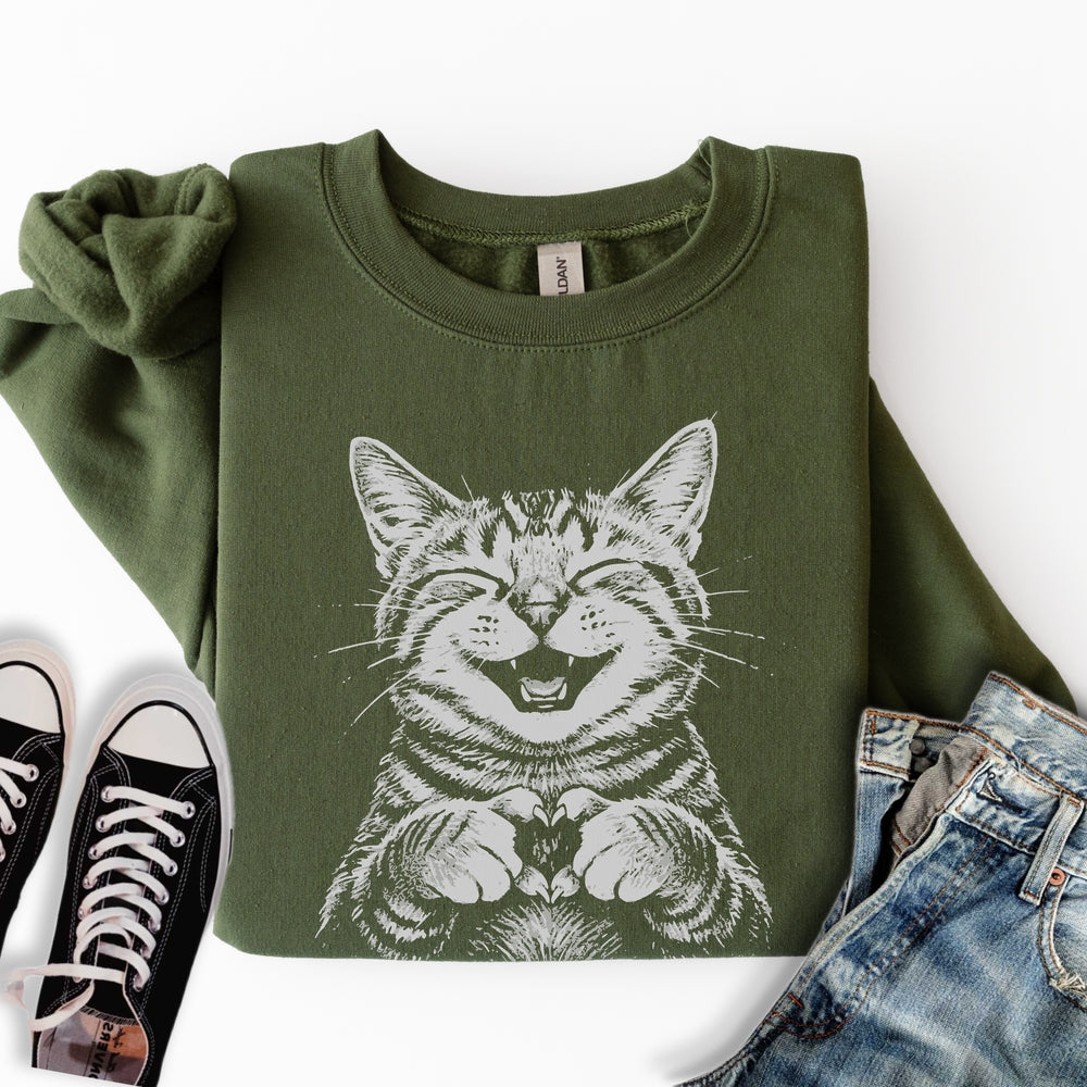 Cat Love Heart Sweatshirt