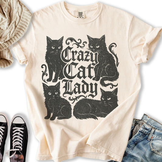 Vintage Crazy Black Cat Lady T-Shirt