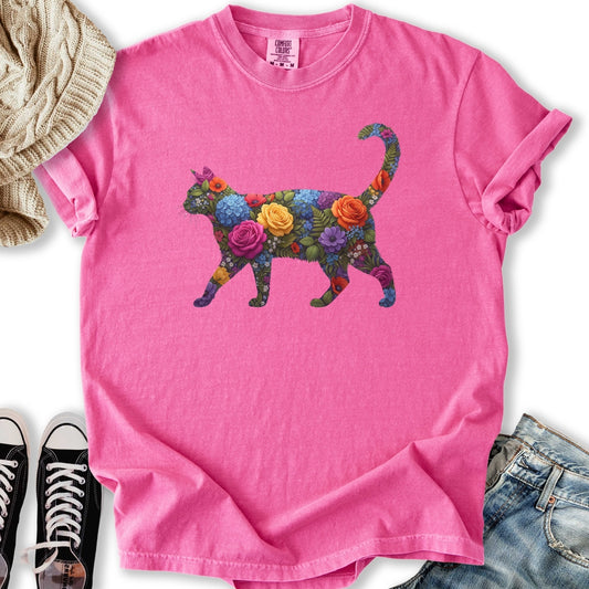 Bright Floral Cat T-Shirt