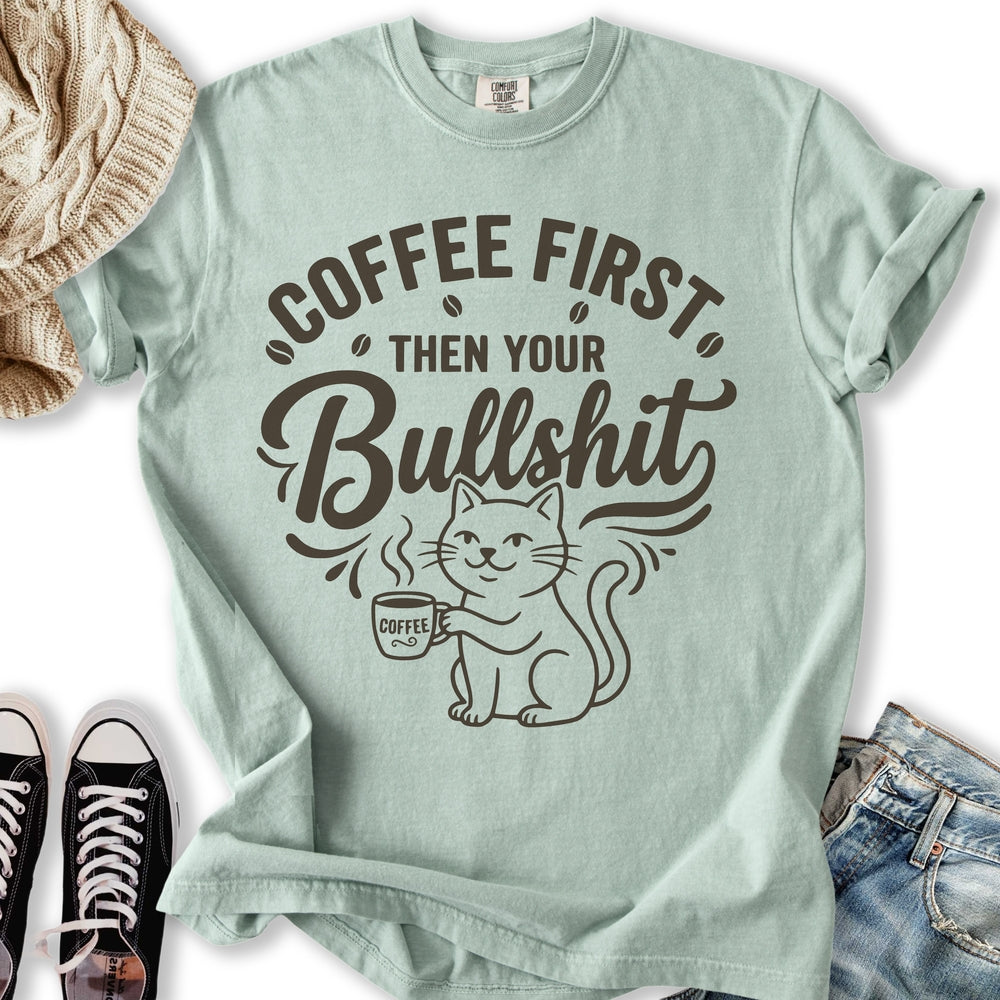 Coffee First Cat T-Shirt