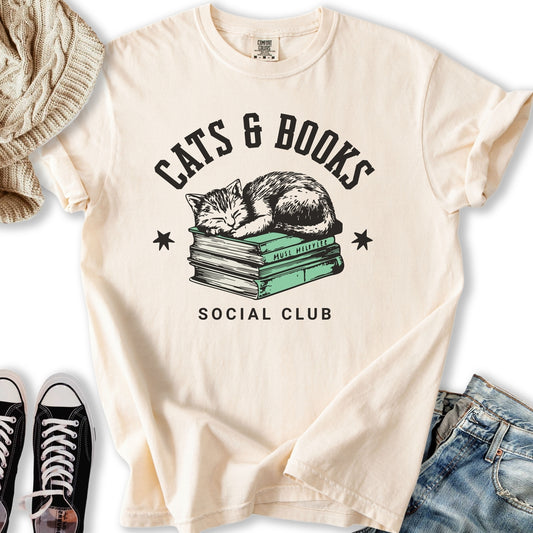 Cats & Books Social T-Shirt