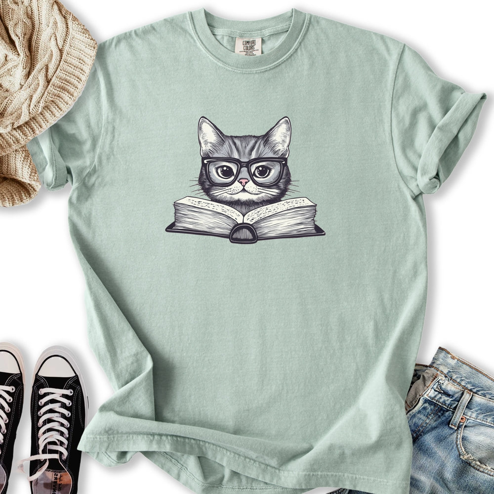 Cute Reading Cat T-Shirt