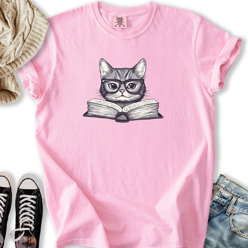 Cute Reading Cat T-Shirt