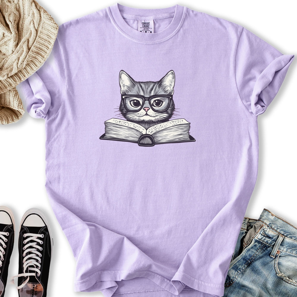 Cute Reading Cat T-Shirt
