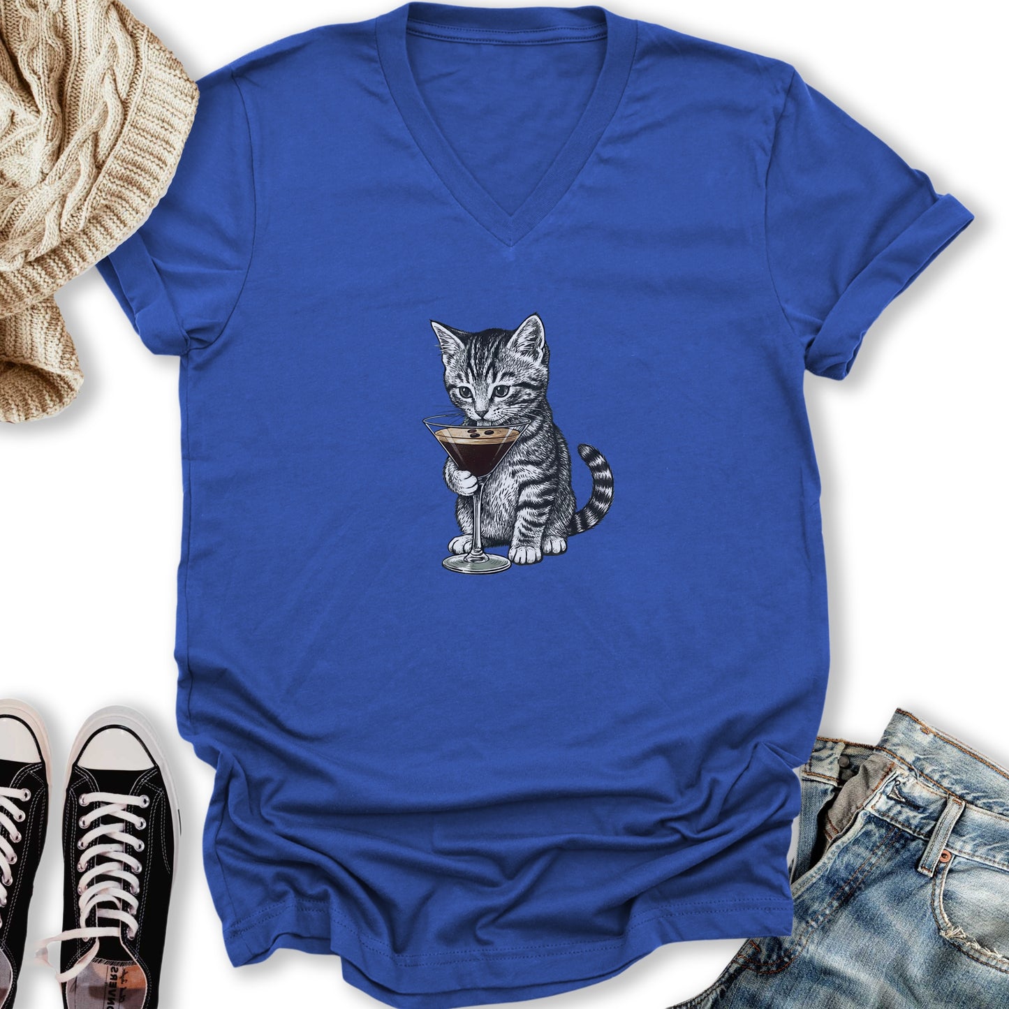 Kitten Espresso Martini V-Neck Tee
