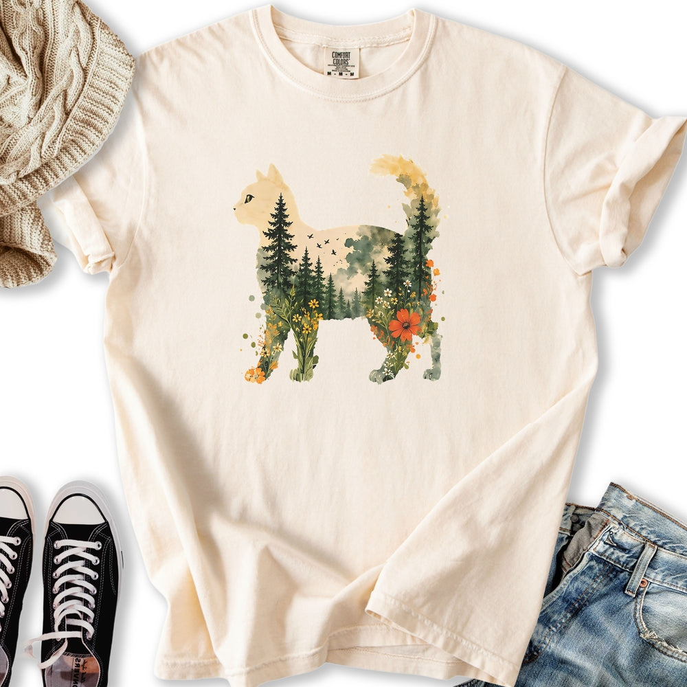 Floral Cat Sunset T-Shirt