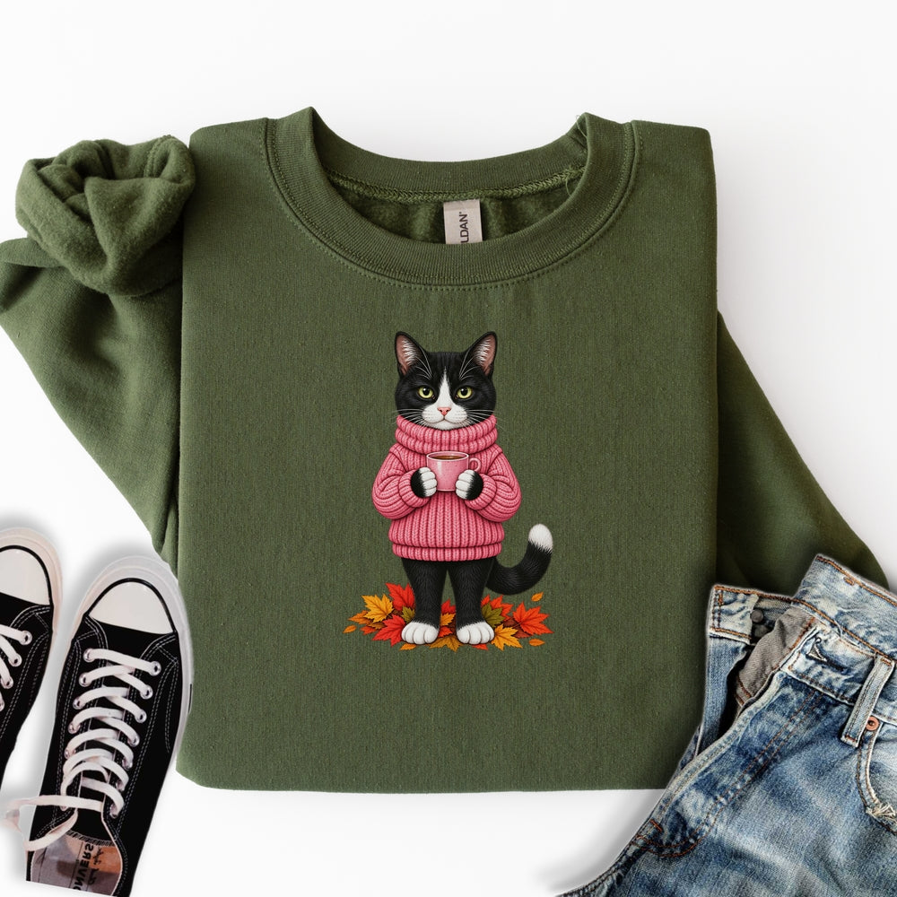 Cozy Fall Tuxedo Cat Sweatshirt