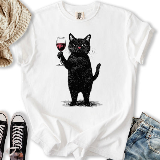 Black Cat Red Wine T-shirt