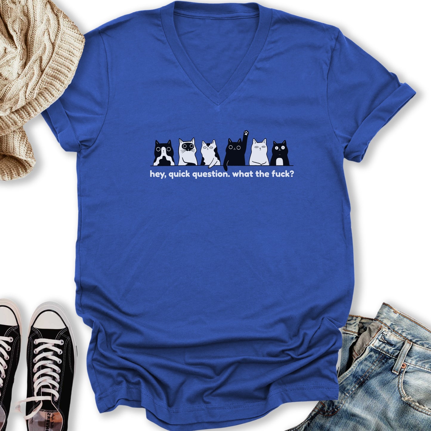 Hey Quick Question V-Neck Tee