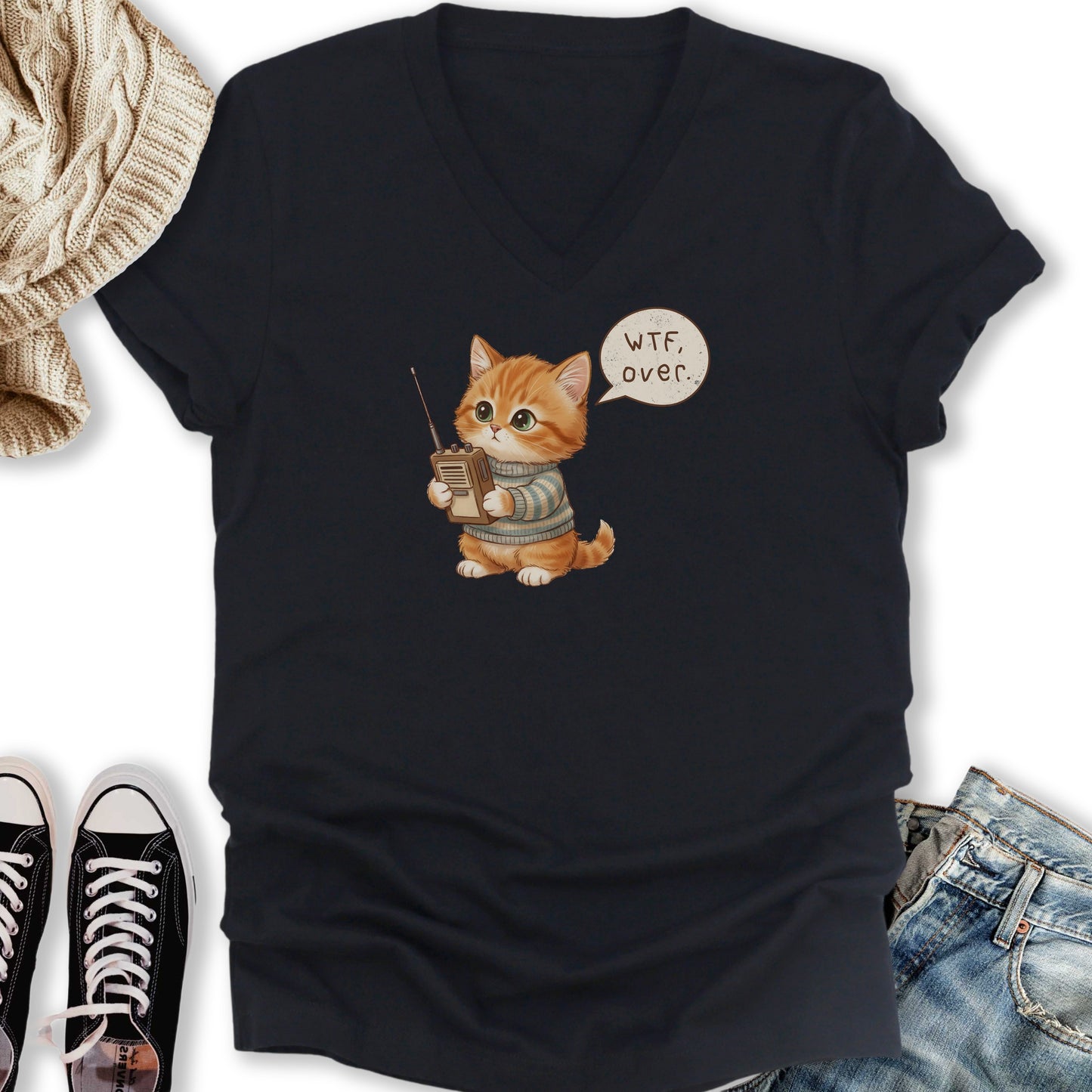 WTF Over V-Neck Tee