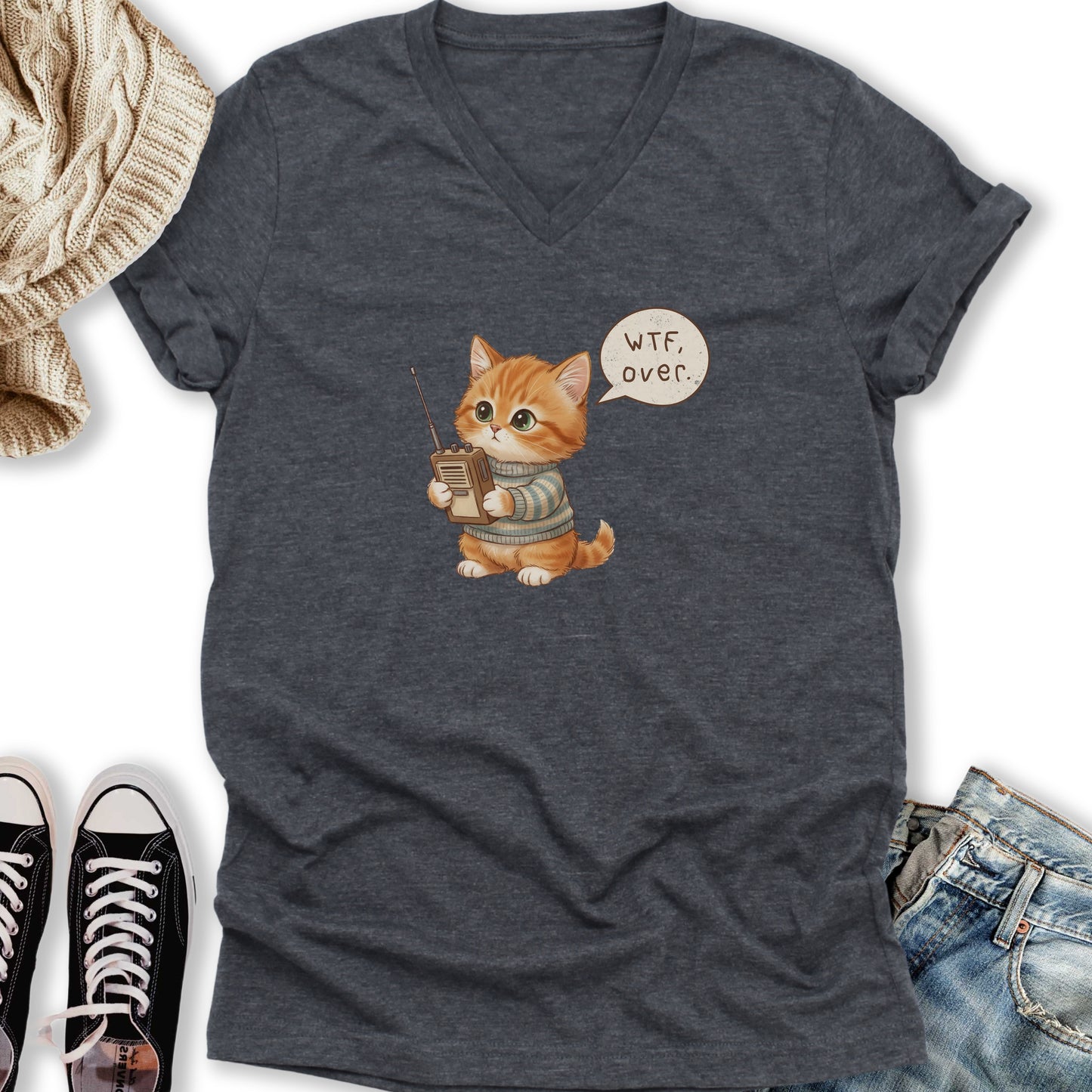 WTF Over V-Neck Tee