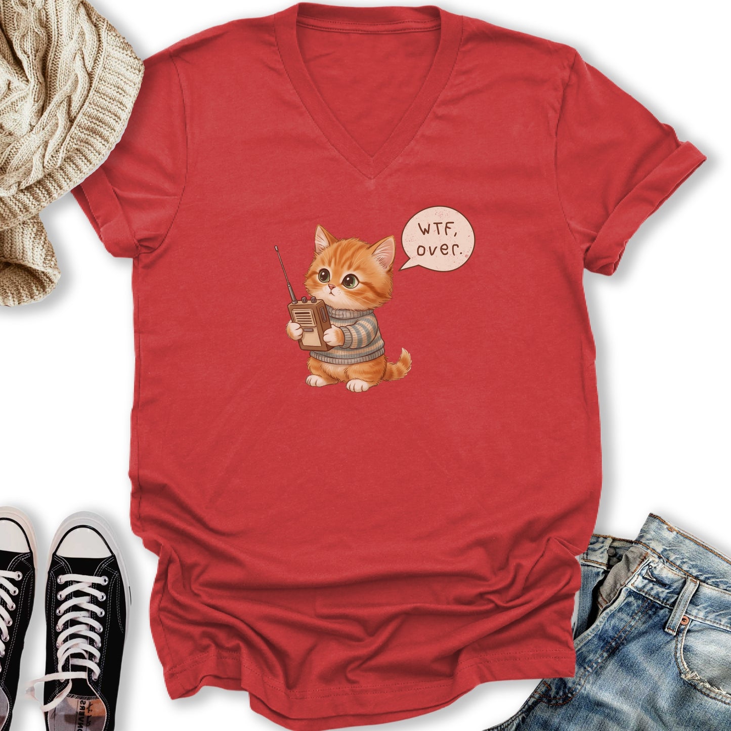 WTF Over V-Neck Tee