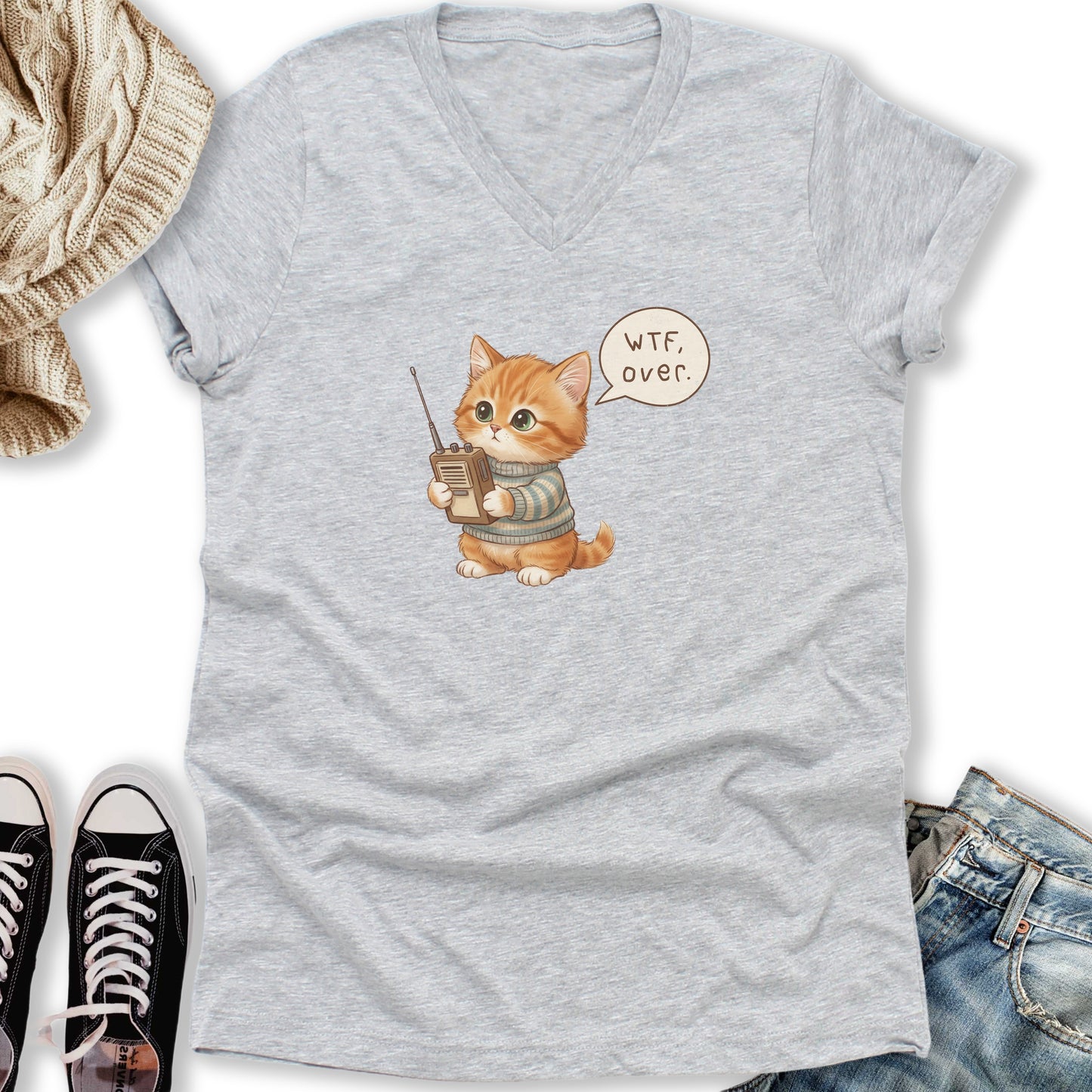 WTF Over V-Neck Tee