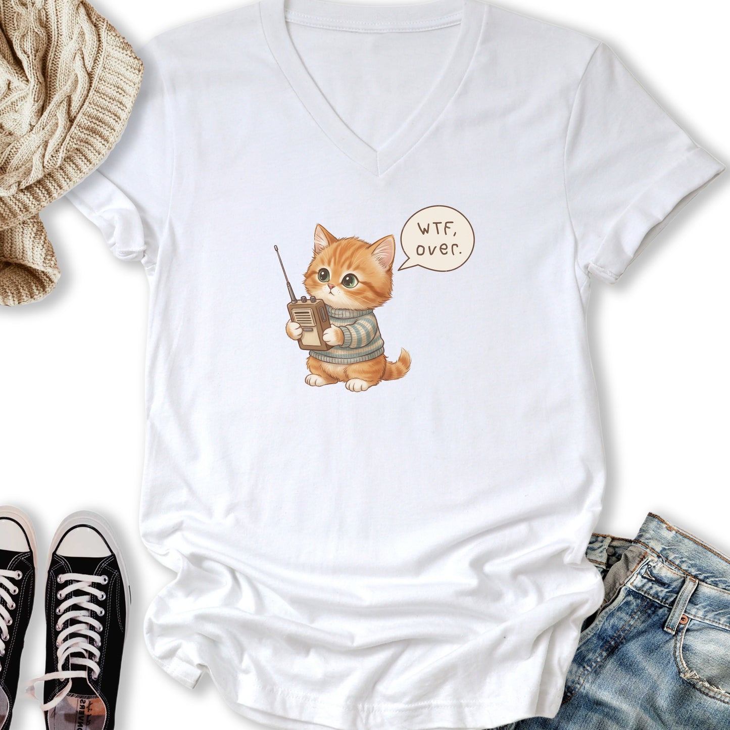 WTF Over V-Neck Tee