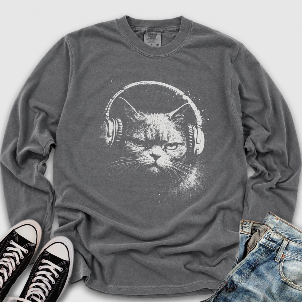 Headphones Cat Long Sleeve Tee