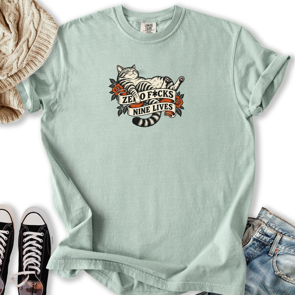 Nine Lives Cat Tattoo Relaxed Tee