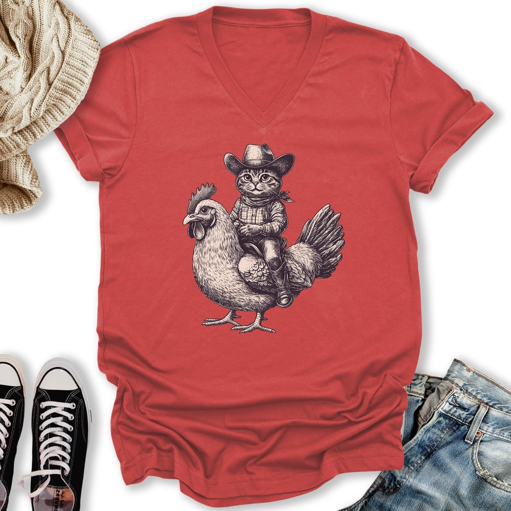 Cat Chicken V-Neck Tee