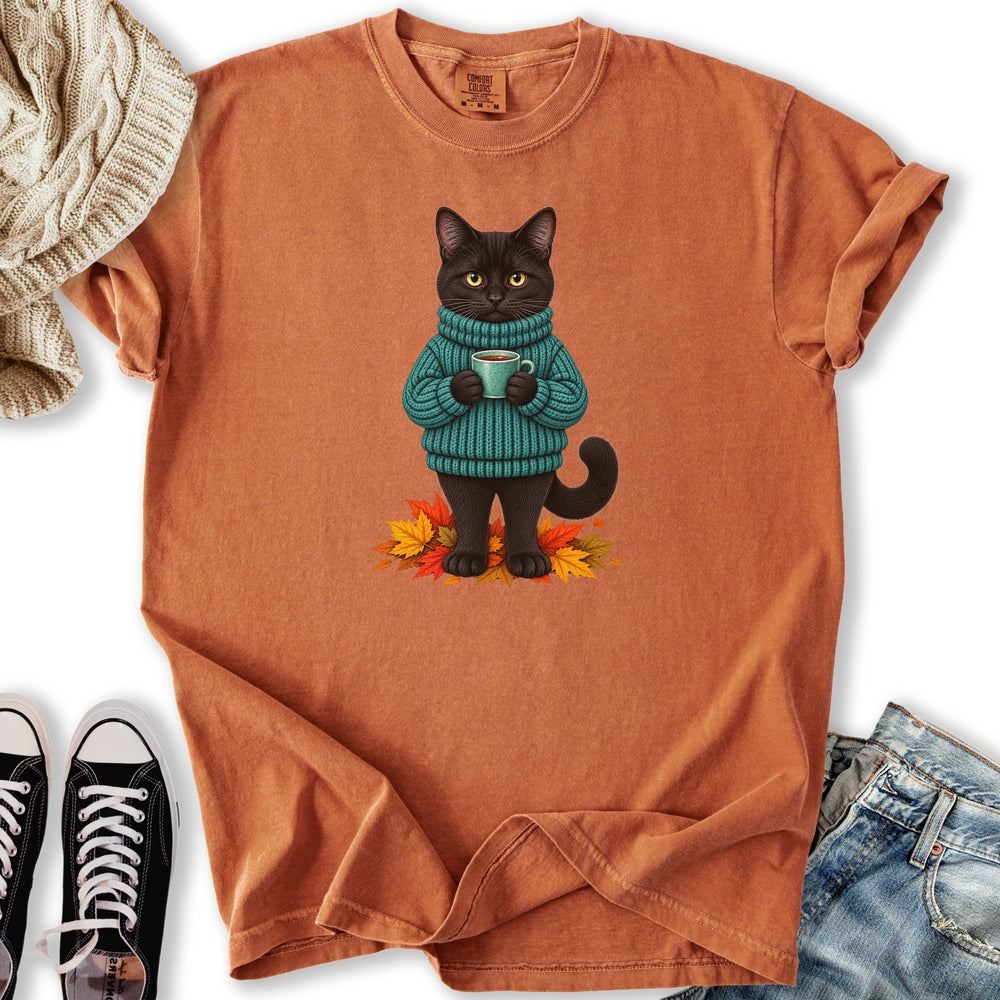 Cozy Fall Black Cat Relaxed Tee