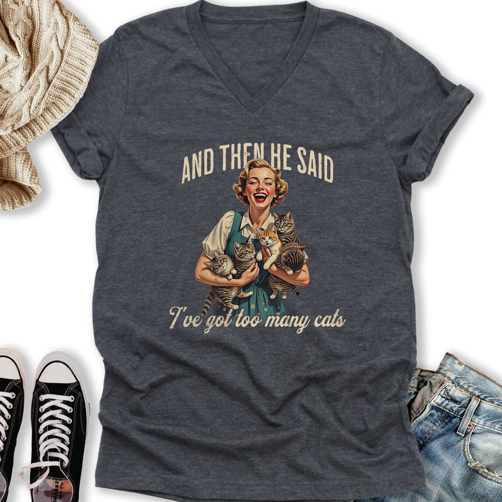 Too Many Cats V-Neck Tee