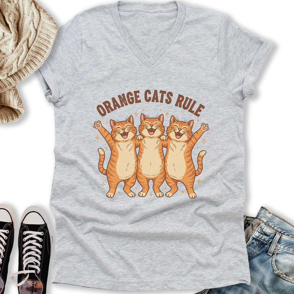 Orange Cats Rule V-Neck