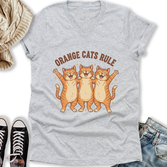 Orange Cats Rule V-Neck