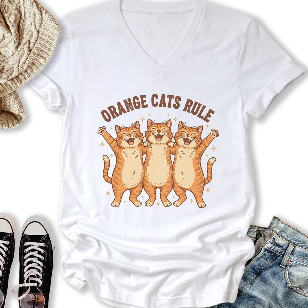 Orange Cats Rule V-Neck
