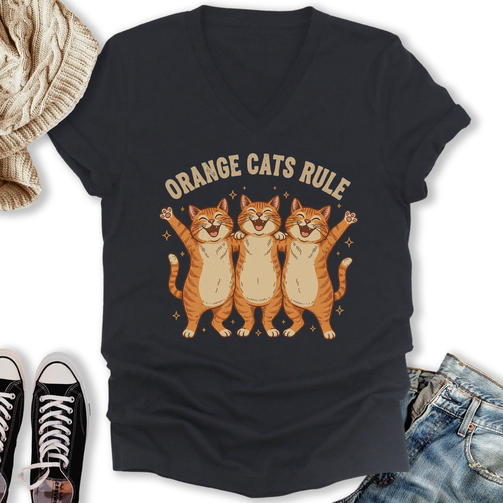 Orange Cats Rule V-Neck