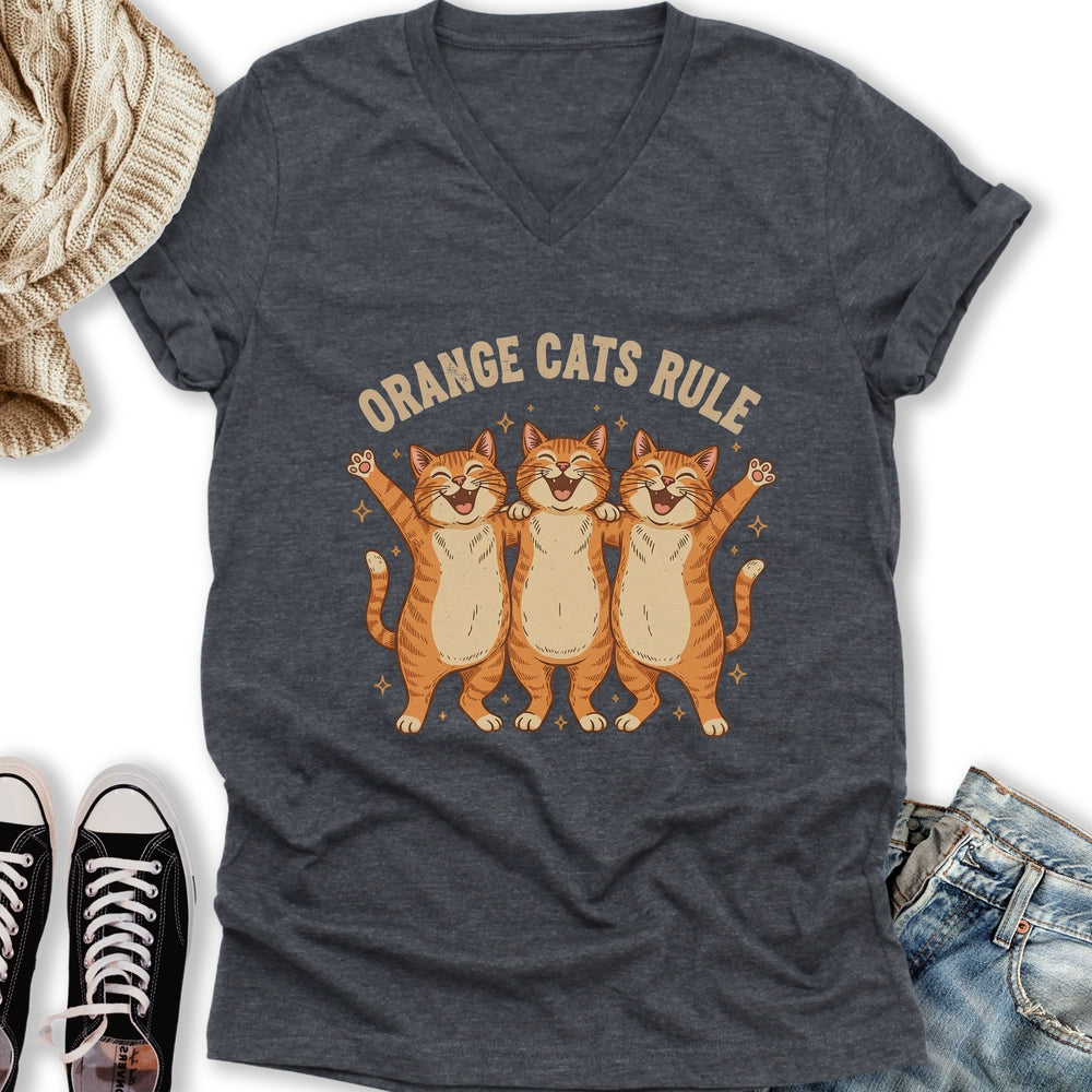 Orange Cats Rule V-Neck