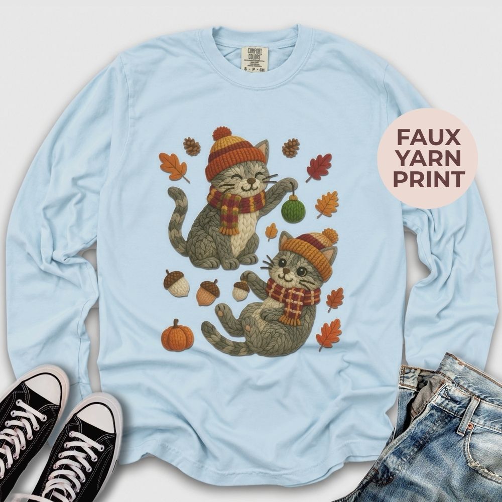 Fall Yarn Cats Long Sleeve Tee