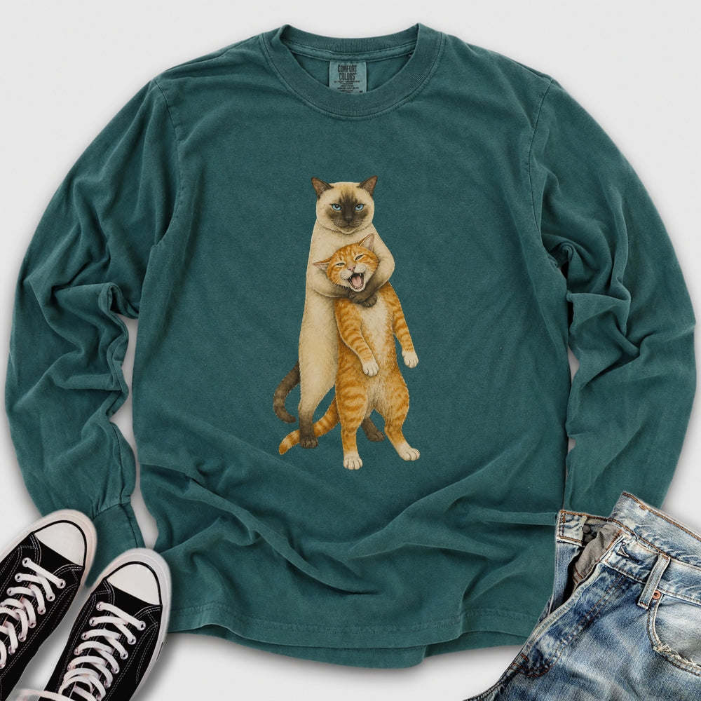 Siamese Ginger Cat Headlock Long Sleeve Tee