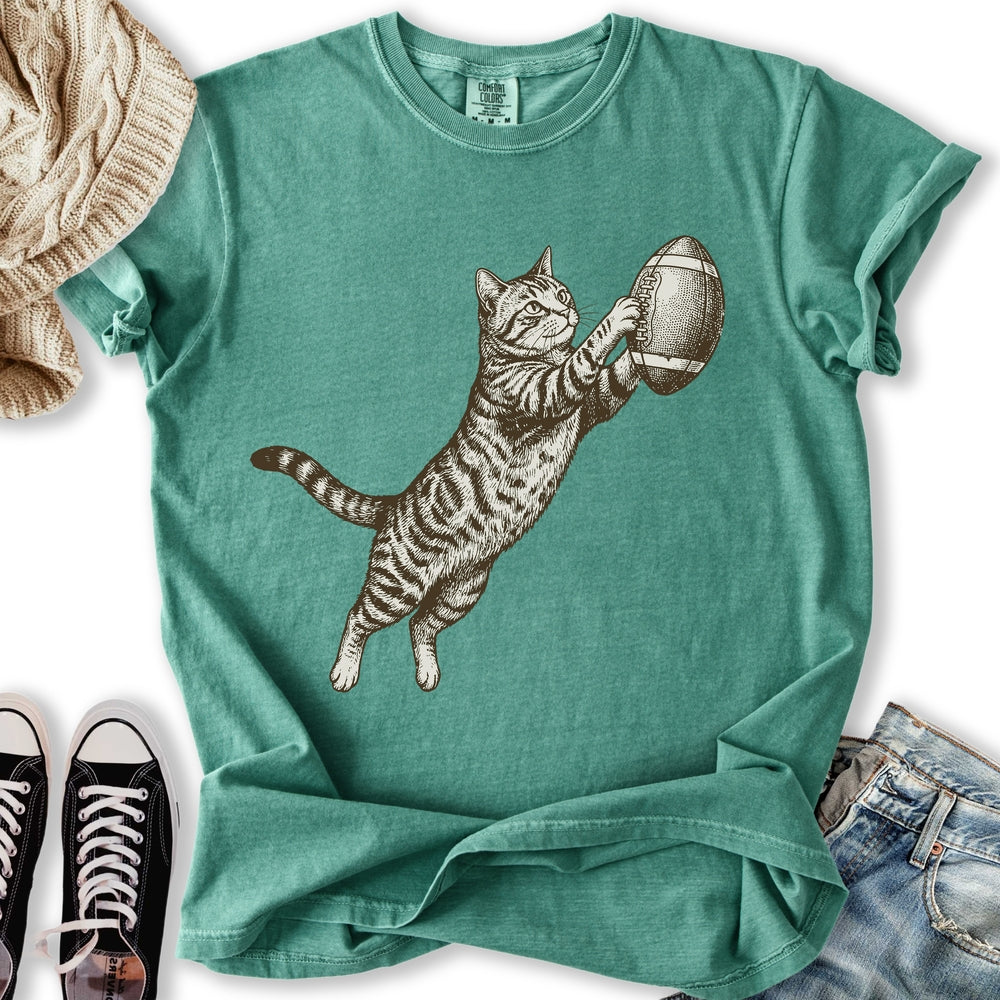 Football Tabby Cat T-Shirt