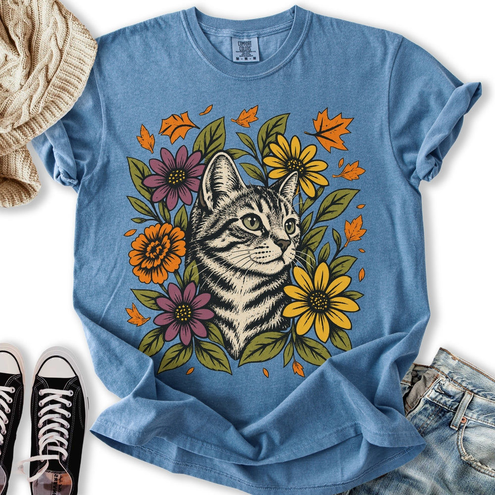 Floral Tabby Cat Relaxed Tee