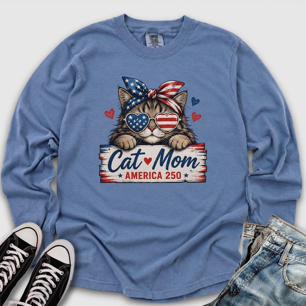 Cat Mom America Long Sleeve Tee