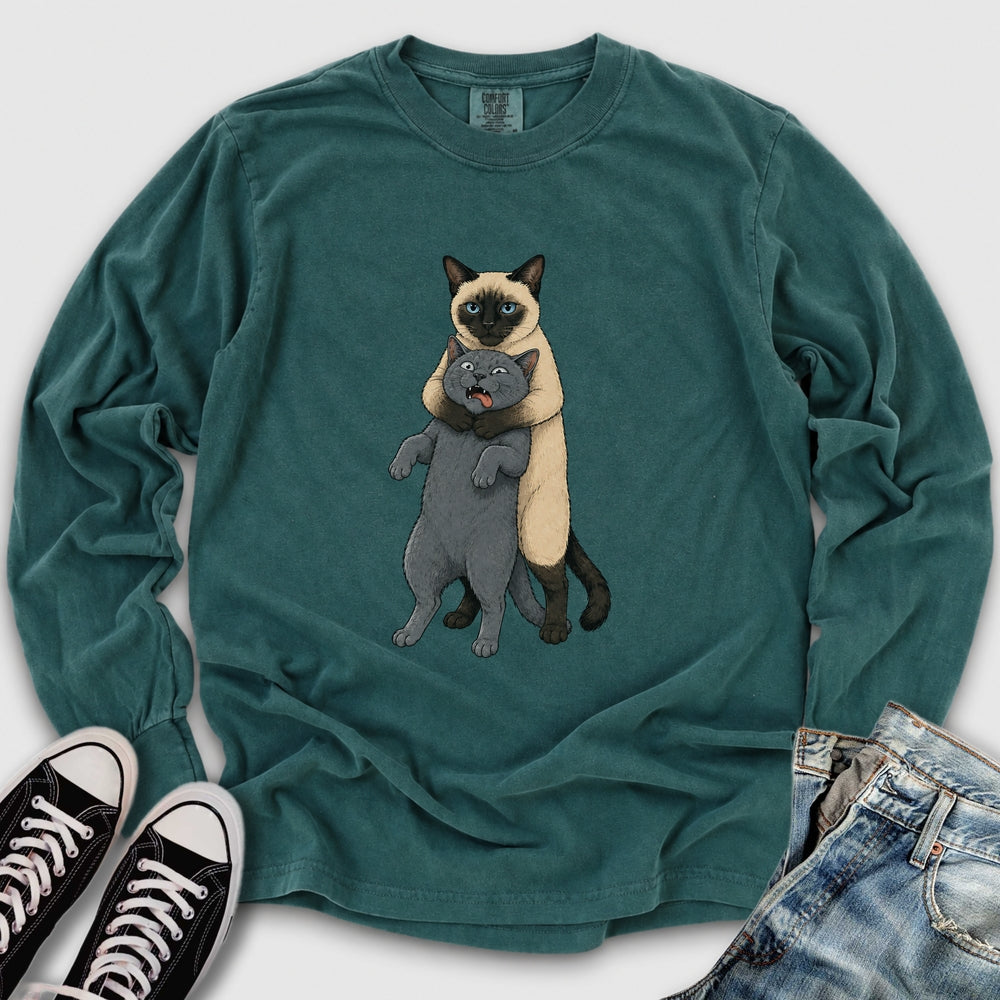 Siamese Cat Headlock Long Sleeve Tee
