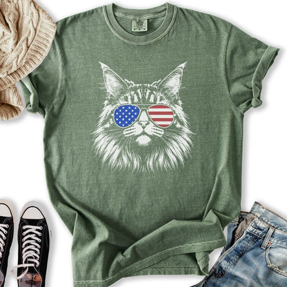 USA Aviator Long Hair Cat T-Shirt