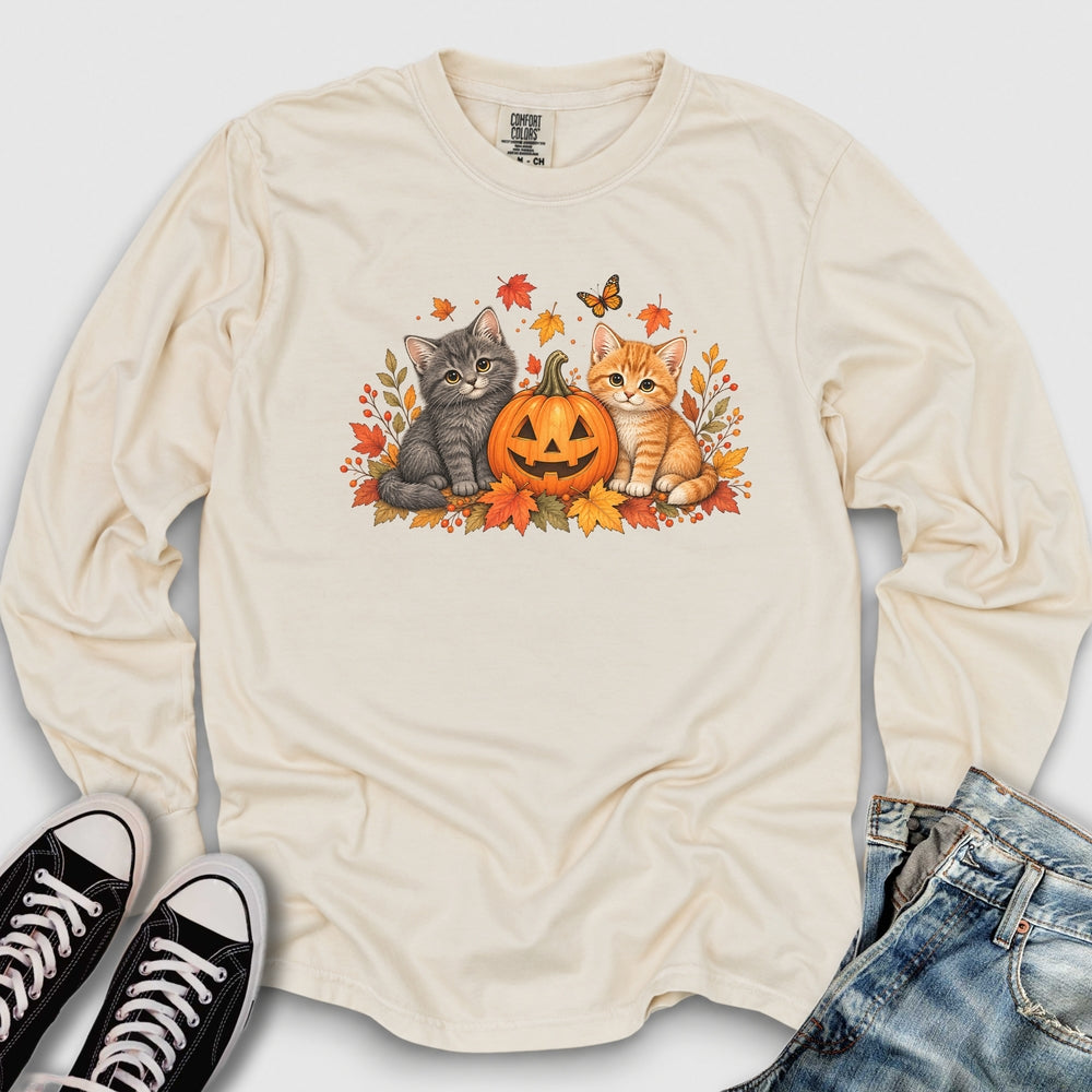 Cute Pumpkin Kittens Long Sleeve Tee