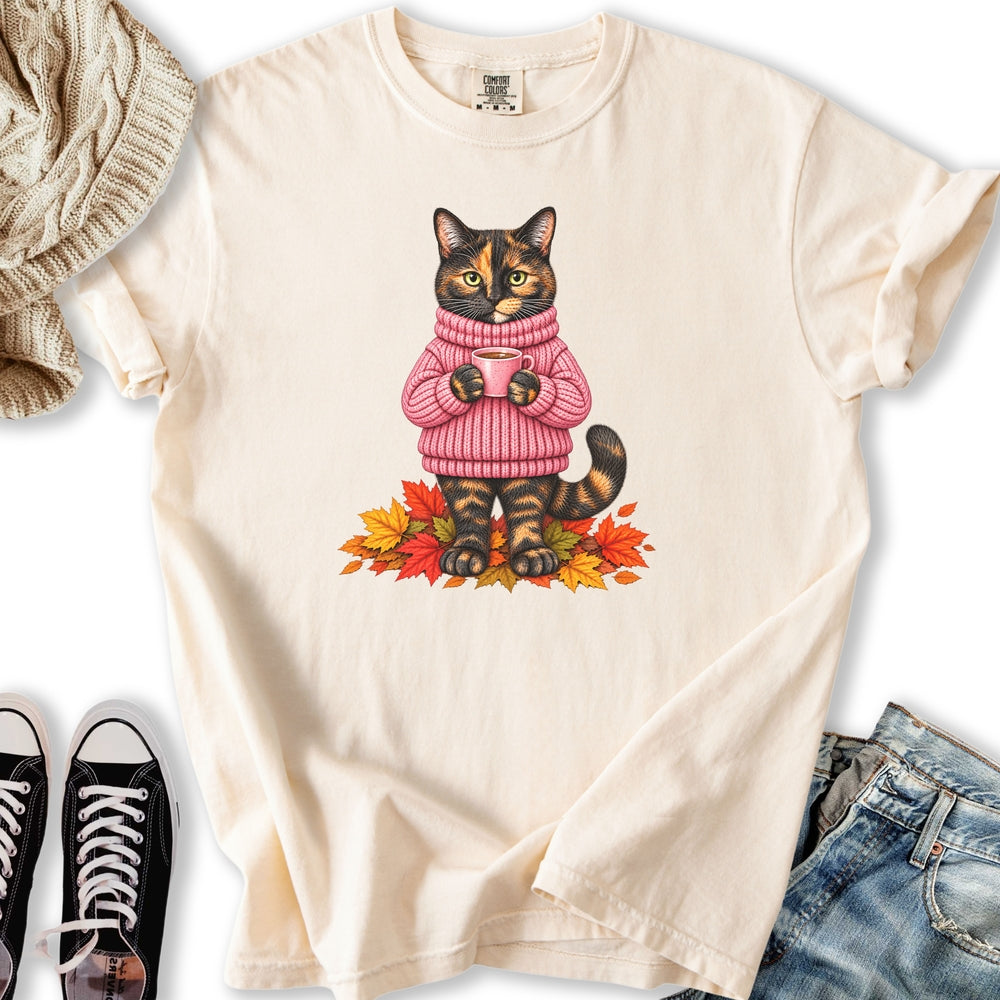 Cozy Fall Tortie Cat Relaxed Tee