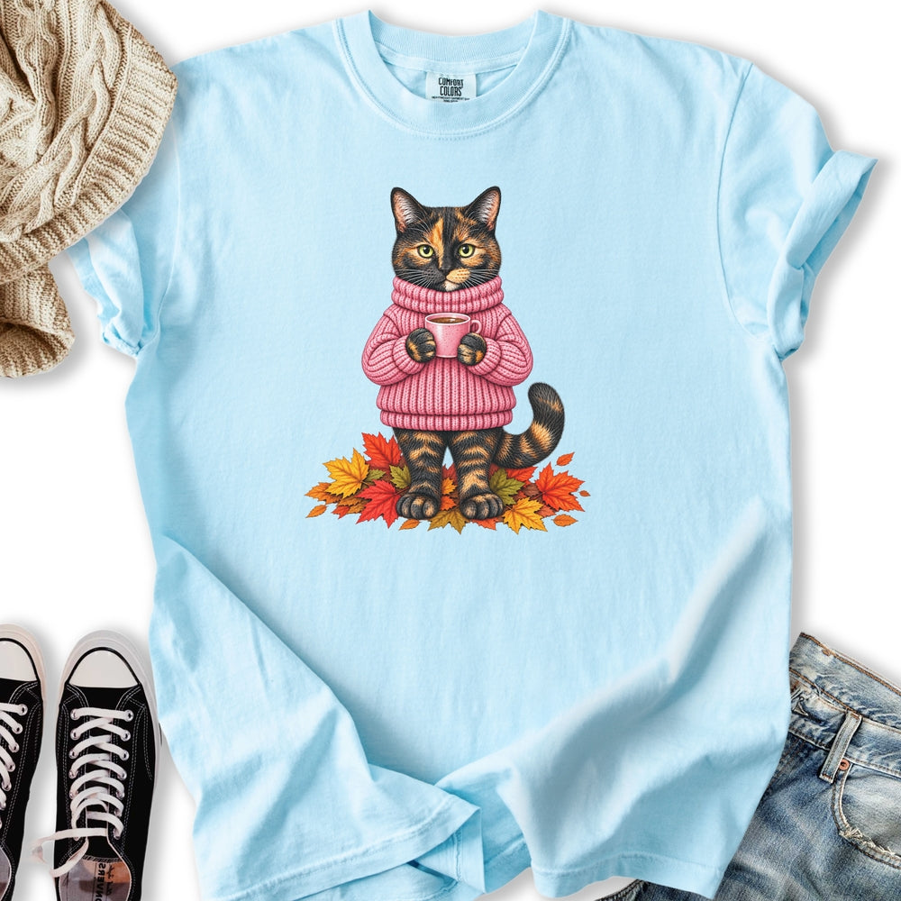 Cozy Fall Tortie Cat Relaxed Tee