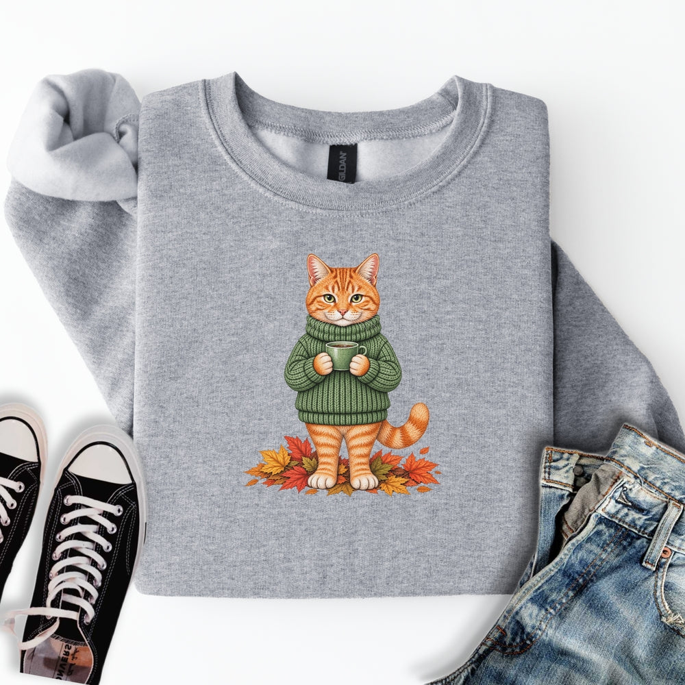 Cozy Fall Ginger Cat Sweatshirt