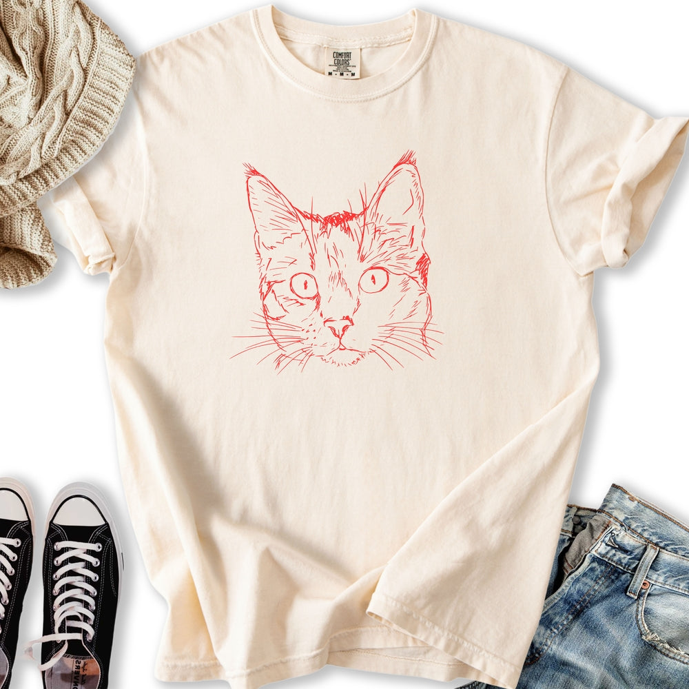 Vintage Cat Sketch T-Shirt