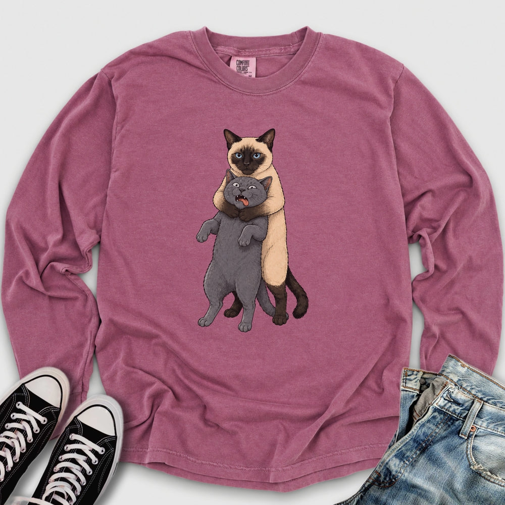 Siamese Cat Headlock Long Sleeve Tee