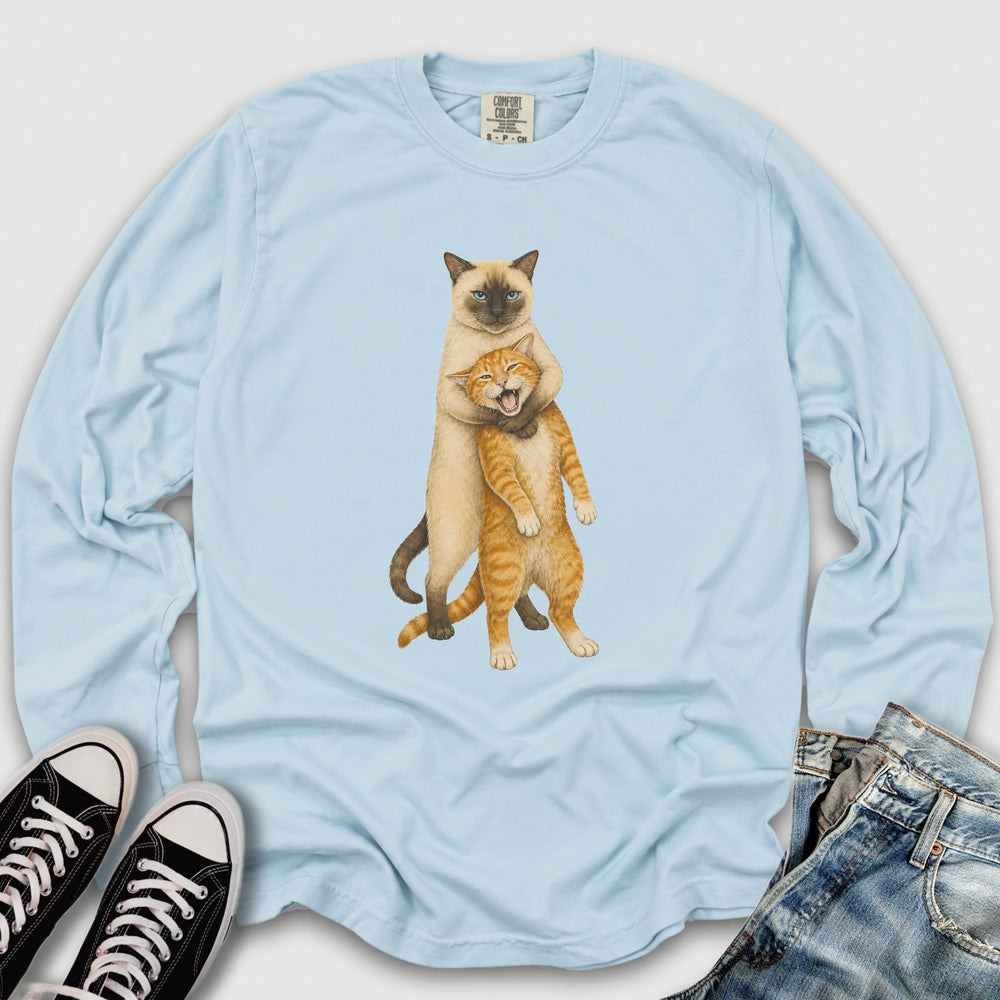 Siamese Ginger Cat Headlock Long Sleeve Tee
