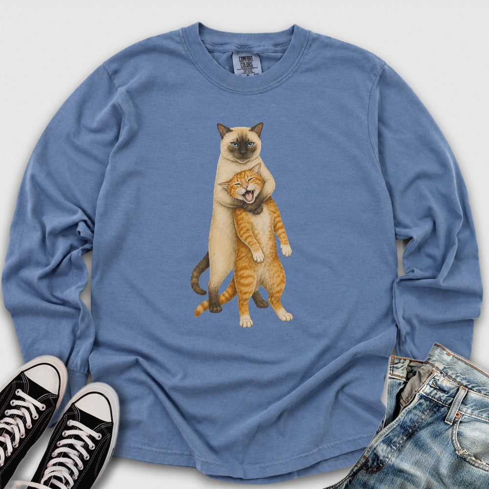 Siamese Ginger Cat Headlock Long Sleeve Tee